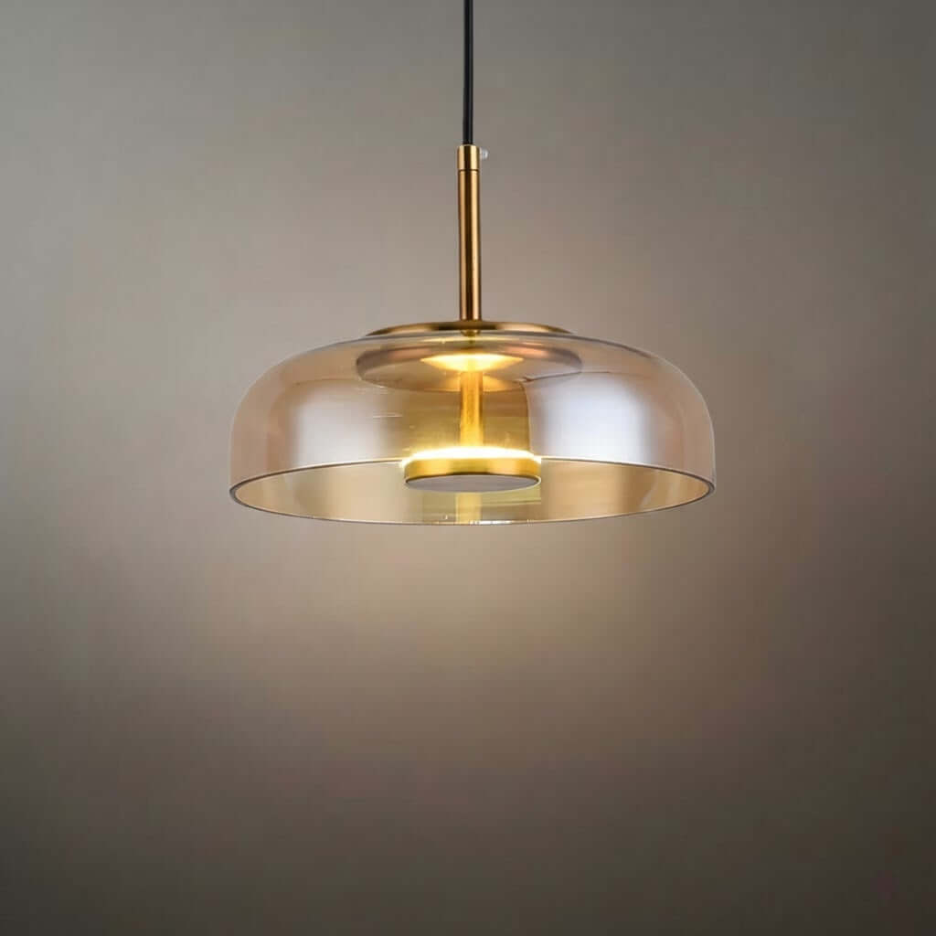 Scandinavian Pendant Lamp — Clear Glass Sphere & Brass Accent for Kitchen Island - Flindria