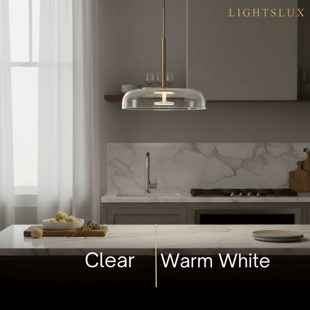 Scandinavian Pendant Lamp — Clear Glass Sphere & Brass Accent for Kitchen Island - Flindria