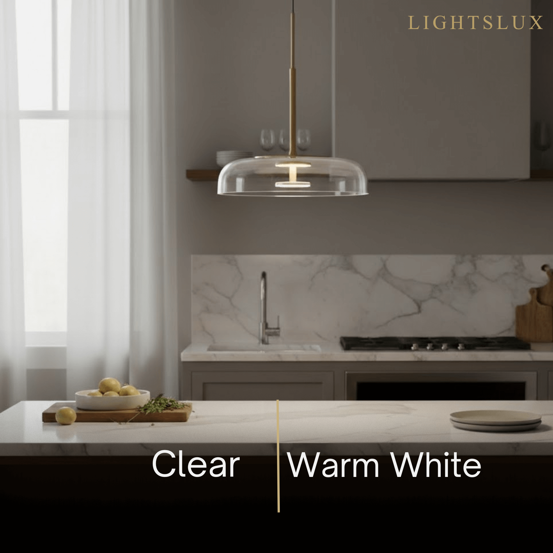 Scandinavian Pendant Lamp — Clear Glass Sphere & Brass Accent for Kitchen Island - Flindria
