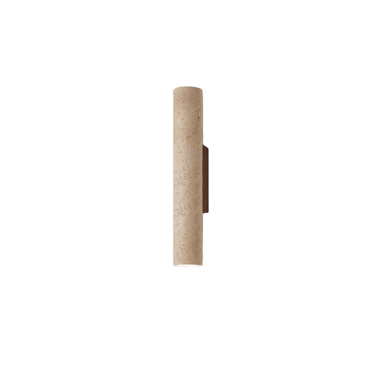 Minimalistische Travertijn Wandlamp – Gele Natuursteen & Walnoot Achterplaat - Flindria
