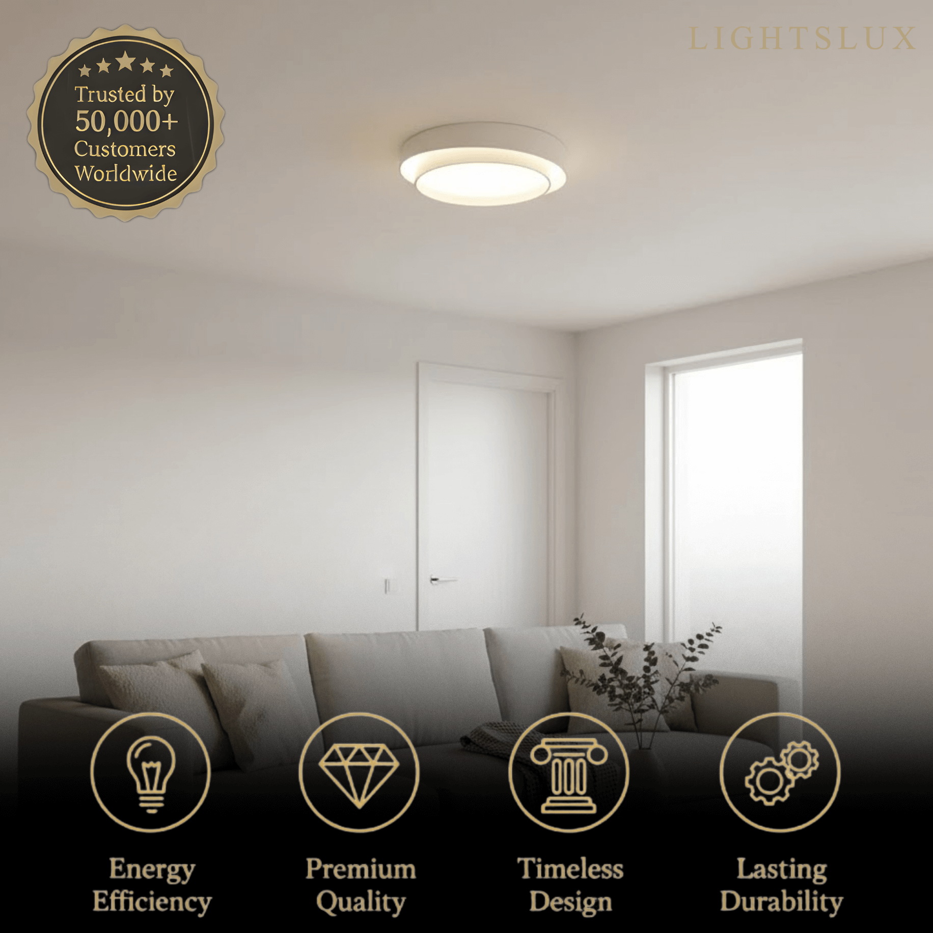 Contemporary Cylinder Ceiling Light — Matte Neutral LED for Living Room - Flindria