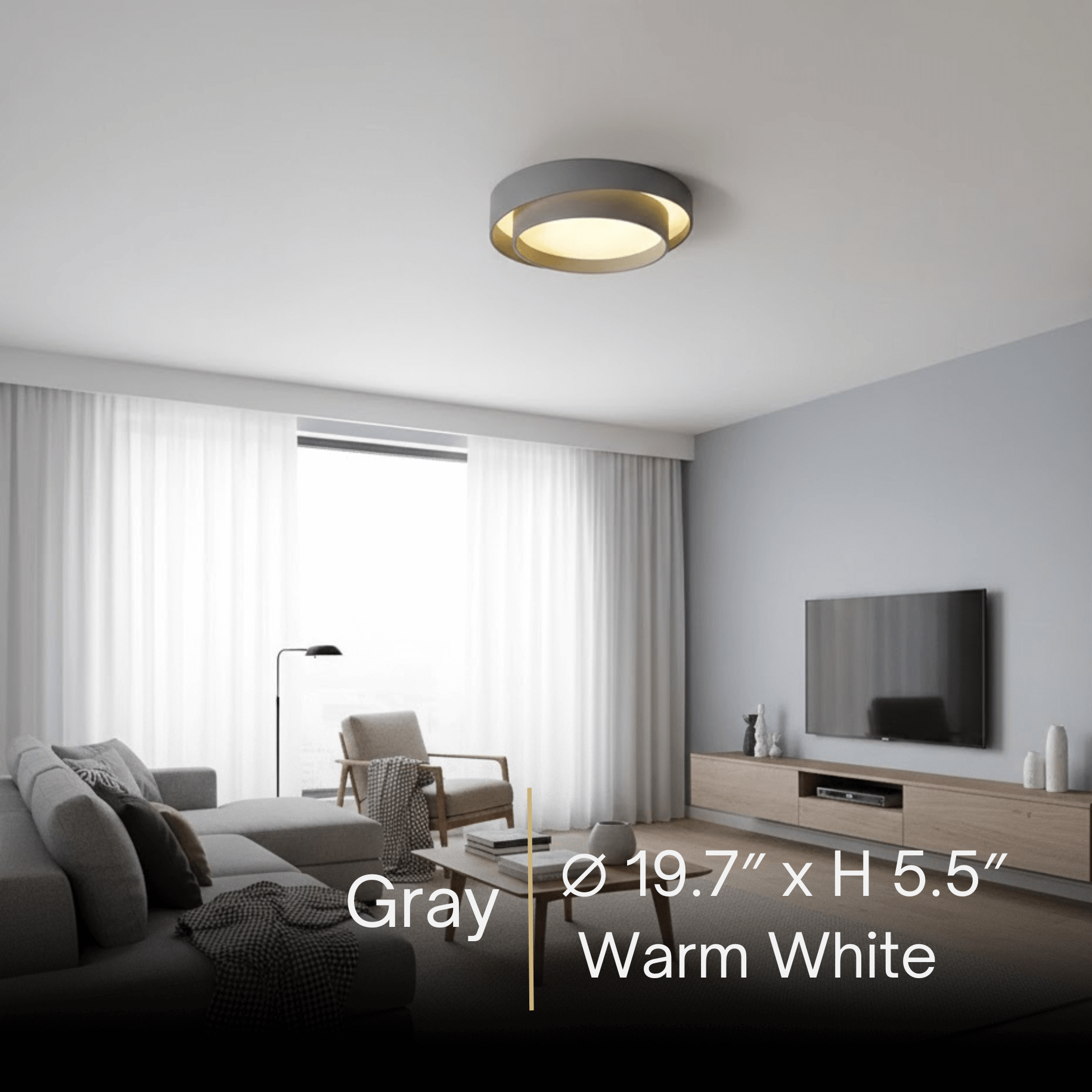 Contemporary Cylinder Ceiling Light — Matte Neutral LED for Living Room - Flindria