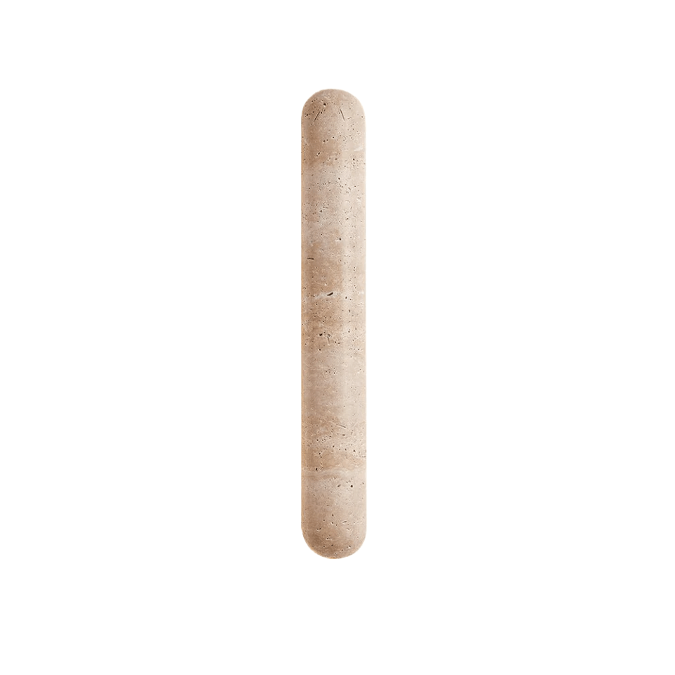 Minimalist Travertine Pillar Wall Lamp — Slender Carved Stone with Back Glow - Flindria