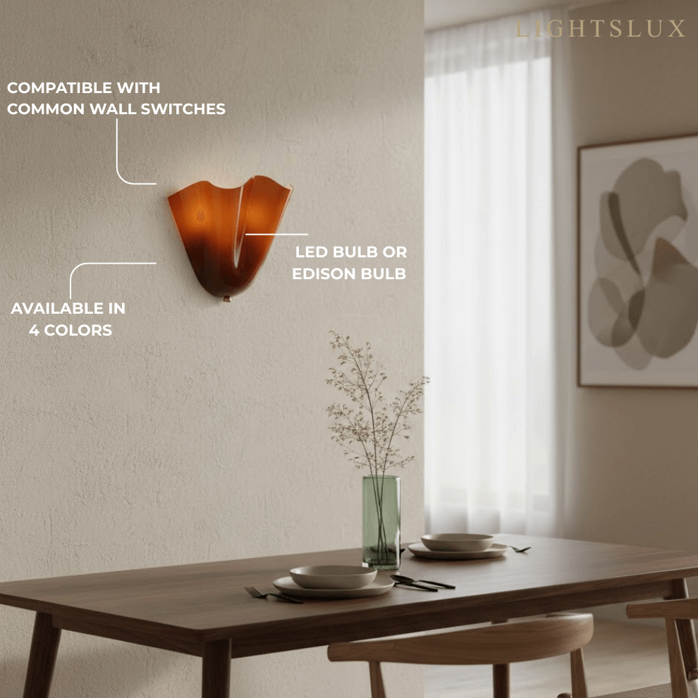 Organic Sculptural Wall Light — Petal-Form Earthy Tone for Bedroom - Flindria