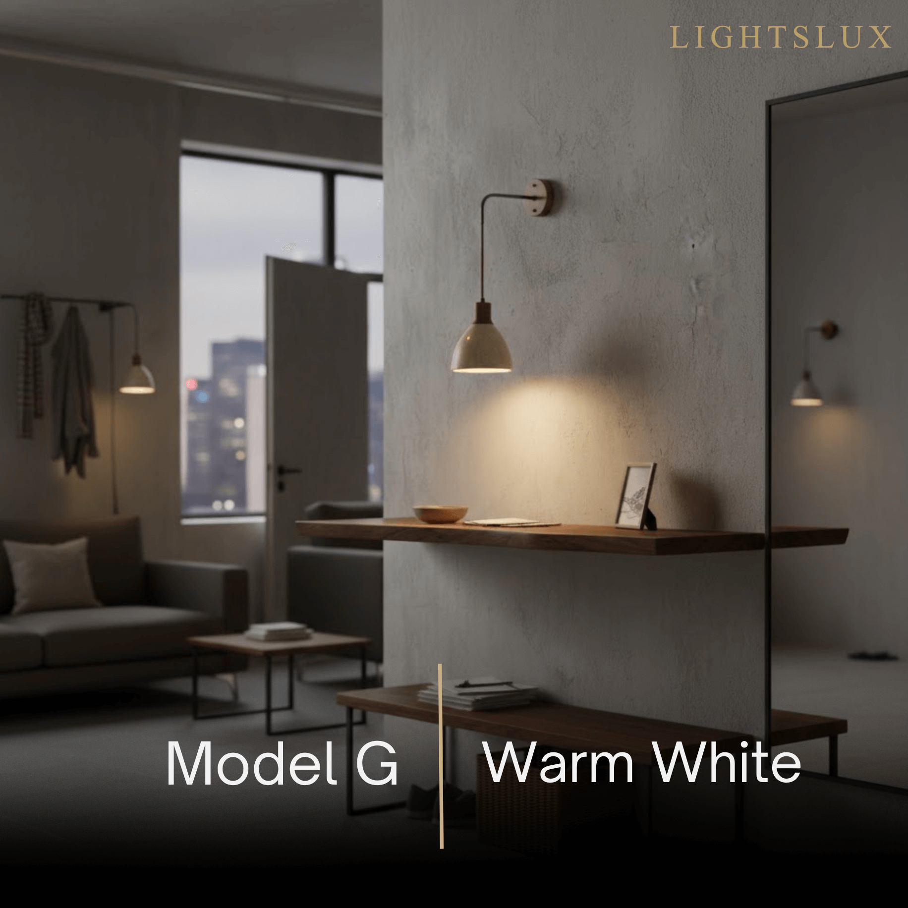 Lámpara de pared orgánica — Pantalla de travertino con casquillo de madera de nogal para mesita de noche - Flindria