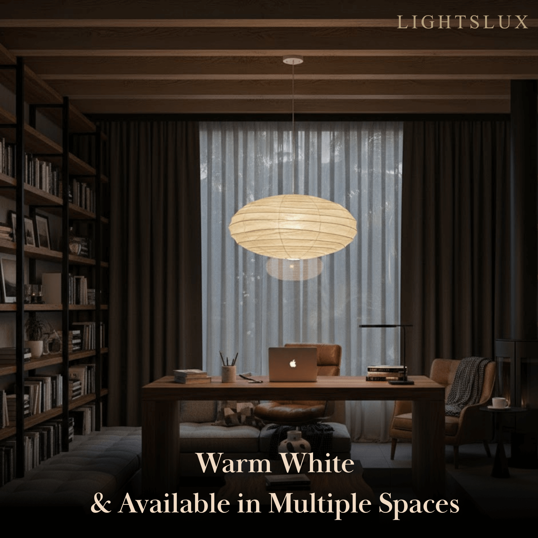 Japanese Washi Pendant Light — Mulberry Paper & Bamboo Frame for Dining Room - Flindria