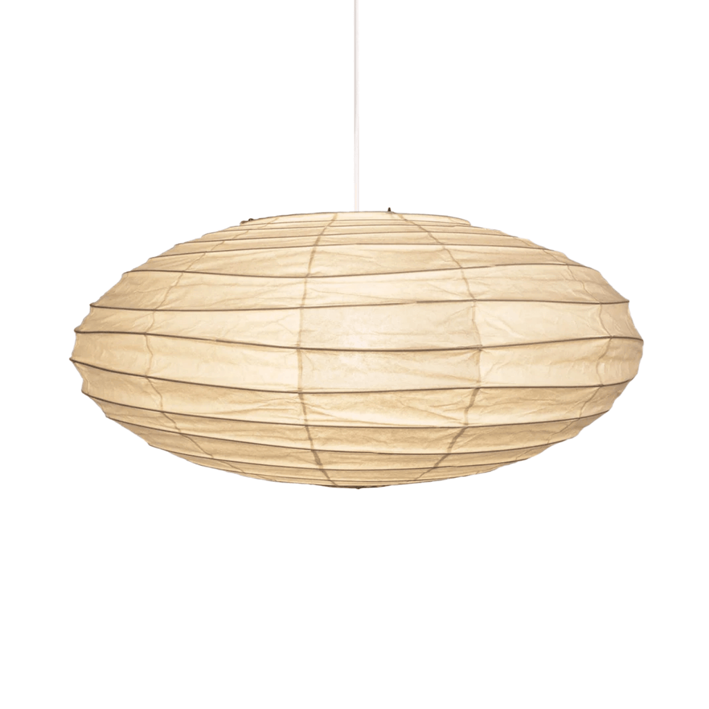 Japanese Washi Pendant Light — Mulberry Paper & Bamboo Frame for Dining Room - Flindria
