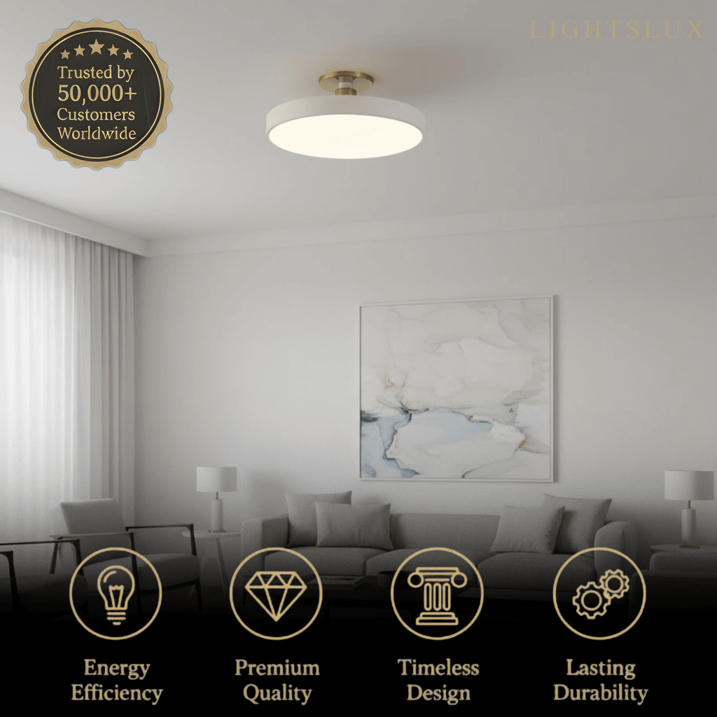 Modern Flush Mount Ceiling Light – Black and Gold LED Lamp for Living Room - Flindria