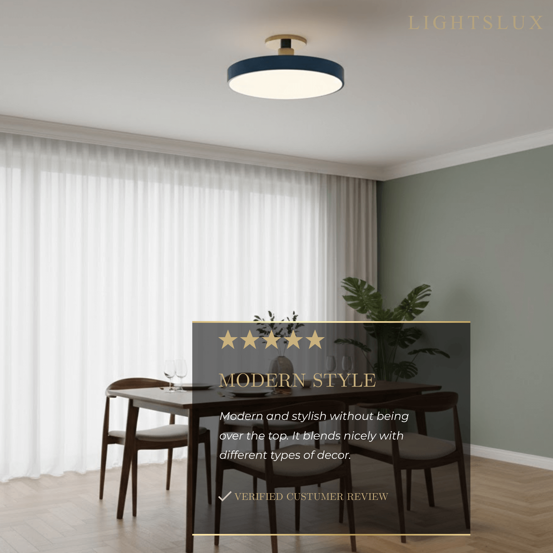 Modern Flush Mount Ceiling Light – Black and Gold LED Lamp for Living Room - Flindria