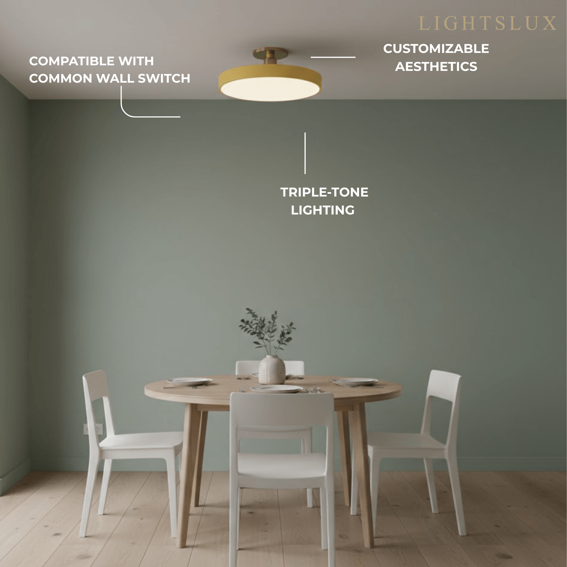 Modern Flush Mount Ceiling Light – Black and Gold LED Lamp for Living Room - Flindria