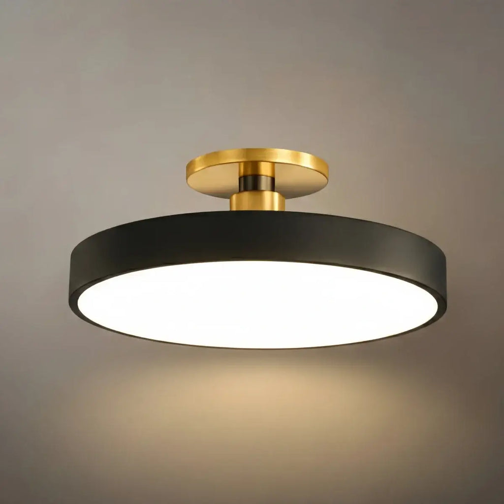 Modern Flush Mount Ceiling Light – Black and Gold LED Lamp for Living Room - Flindria