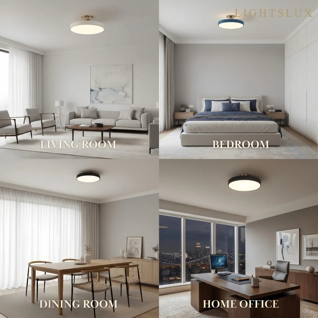 Modern Flush Mount Ceiling Light – Black and Gold LED Lamp for Living Room - Flindria