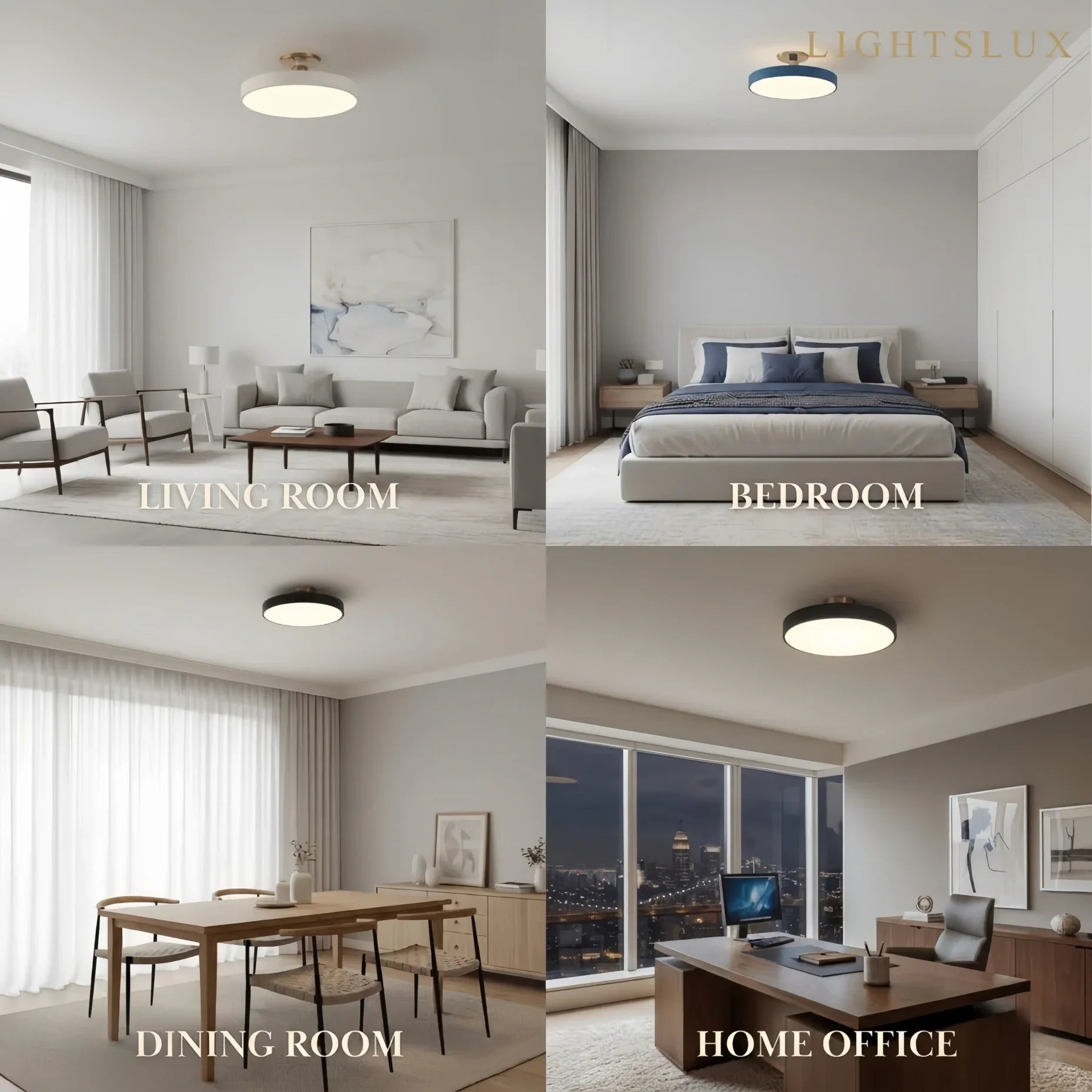 Modern Flush Mount Ceiling Light – Black and Gold LED Lamp for Living Room - Flindria