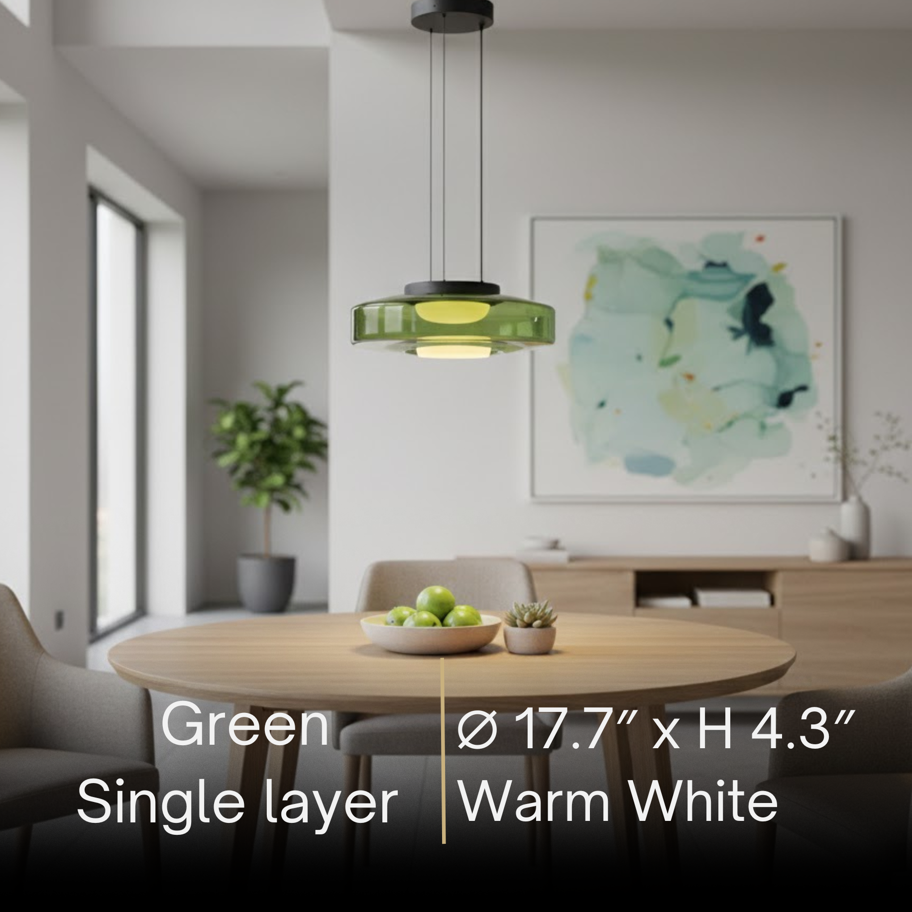 モダングラスペンダントライト – スモークグレー、グリーン、アンバーのブラックLED天井ランプ ダイニングルーム用 - Flindria