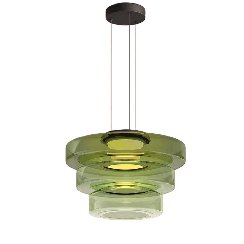 モダングラスペンダントライト – スモークグレー、グリーン、アンバーのブラックLED天井ランプ ダイニングルーム用 - Flindria
