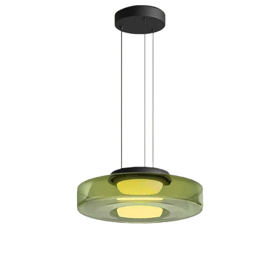 モダングラスペンダントライト – スモークグレー、グリーン、アンバーのブラックLED天井ランプ ダイニングルーム用 - Flindria
