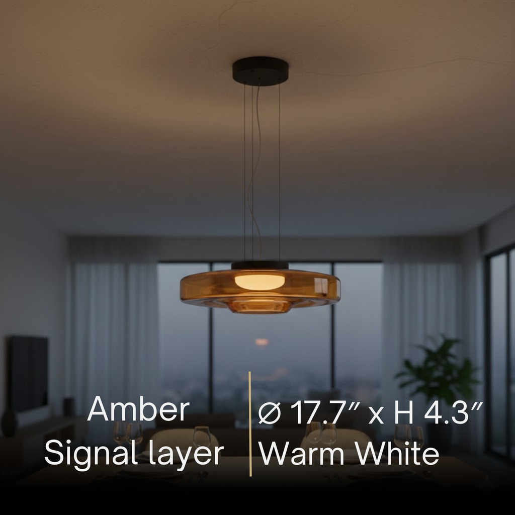 モダングラスペンダントライト – スモークグレー、グリーン、アンバーのブラックLED天井ランプ ダイニングルーム用 - Flindria