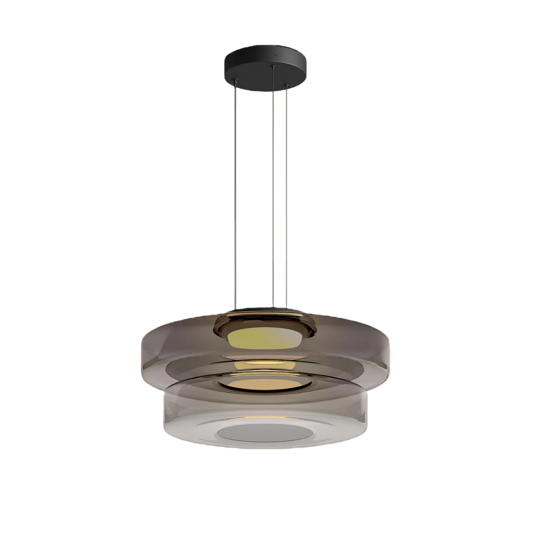 モダングラスペンダントライト – スモークグレー、グリーン、アンバーのブラックLED天井ランプ ダイニングルーム用 - Flindria