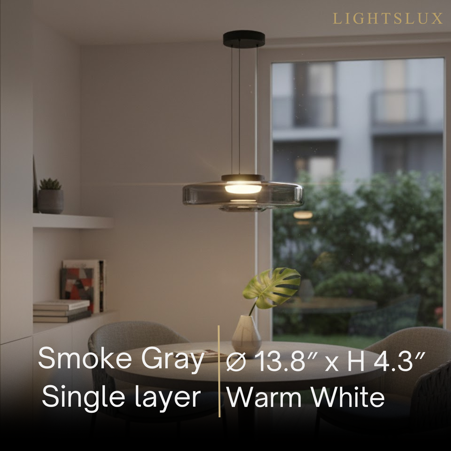 モダングラスペンダントライト – スモークグレー、グリーン、アンバーのブラックLED天井ランプ ダイニングルーム用 - Flindria