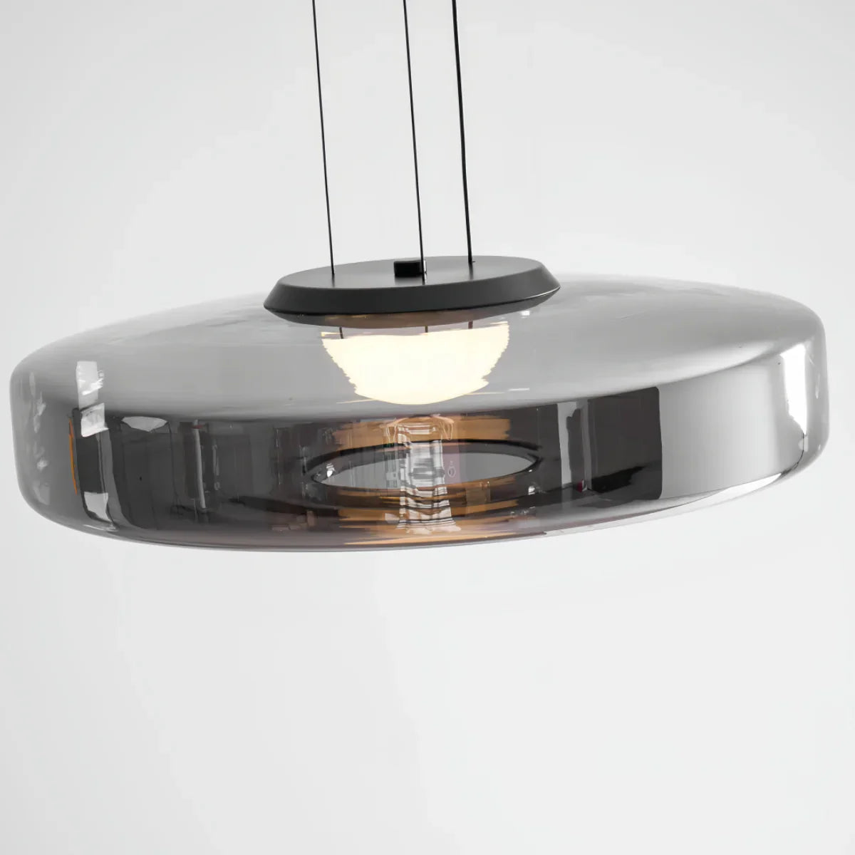 モダングラスペンダントライト – スモークグレー、グリーン、アンバーのブラックLED天井ランプ ダイニングルーム用 - Flindria