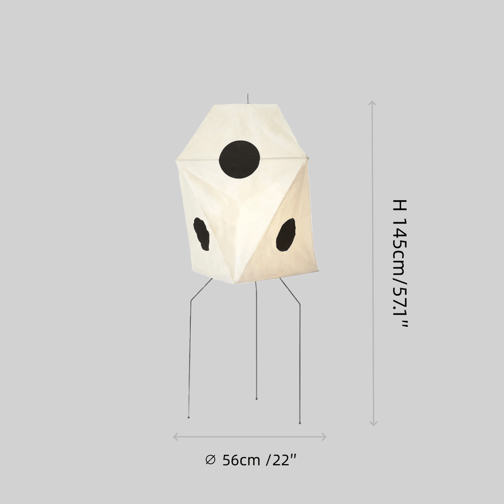 Japanese Rice Paper Floor Lamp — Translucent Angled Shade & Black Metal Frame - Flindria