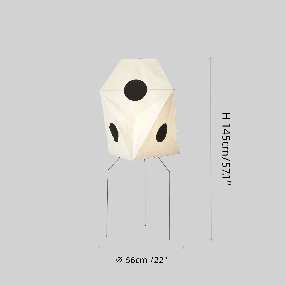 Japanese Rice Paper Floor Lamp — Translucent Angled Shade & Black Metal Frame - Flindria
