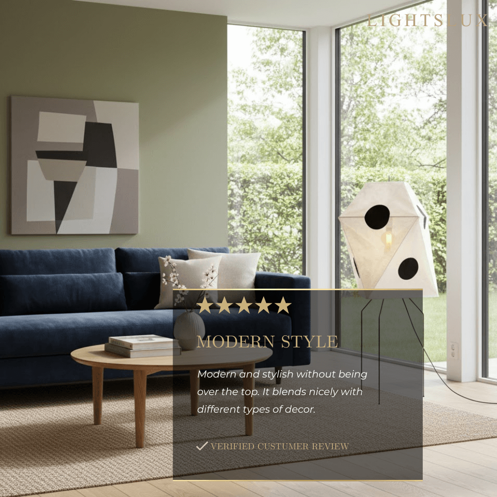 Japanese Rice Paper Floor Lamp — Translucent Angled Shade & Black Metal Frame - Flindria