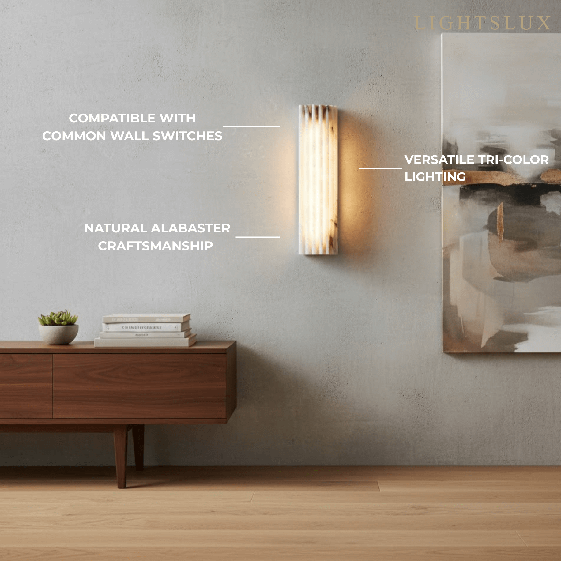 Modern Alabaster Wall Light – White Natural Stone LED Wall Lamp for Living Room - Flindria