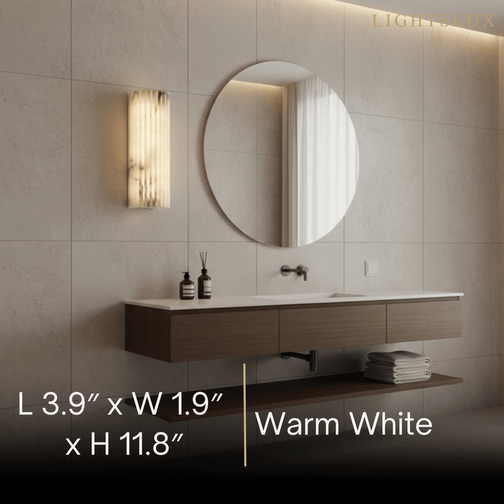 Modern Alabaster Wall Light – White Natural Stone LED Wall Lamp for Living Room - Flindria