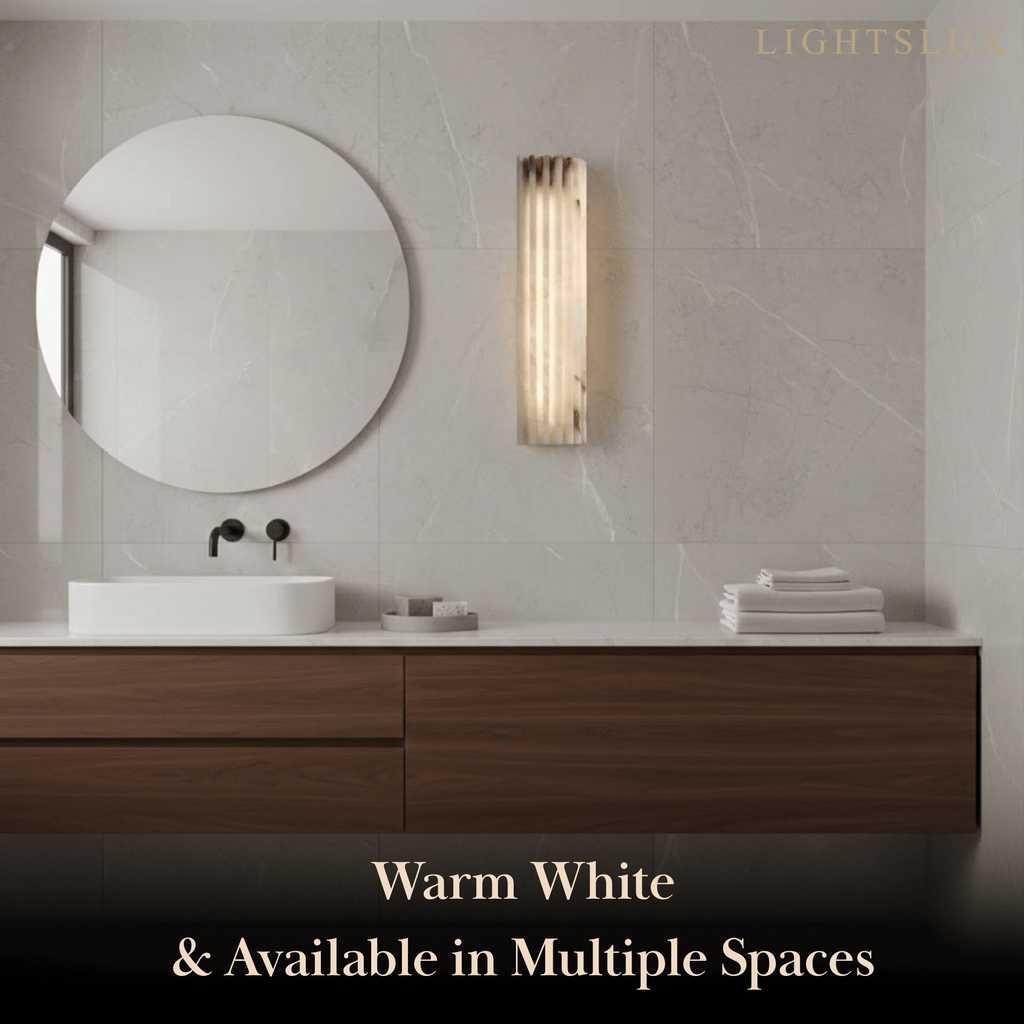 Modern Alabaster Wall Light – White Natural Stone LED Wall Lamp for Living Room - Flindria