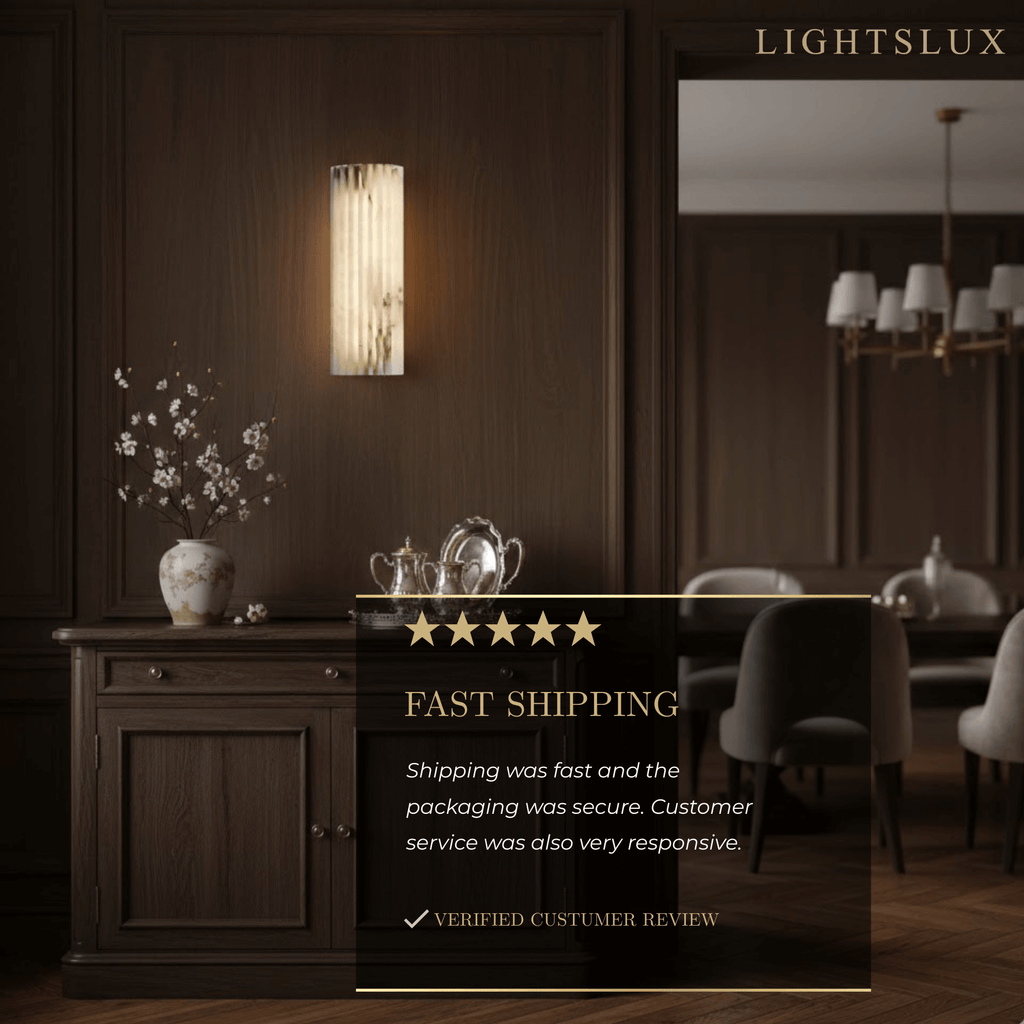 Modern Alabaster Wall Light – White Natural Stone LED Wall Lamp for Living Room - Flindria