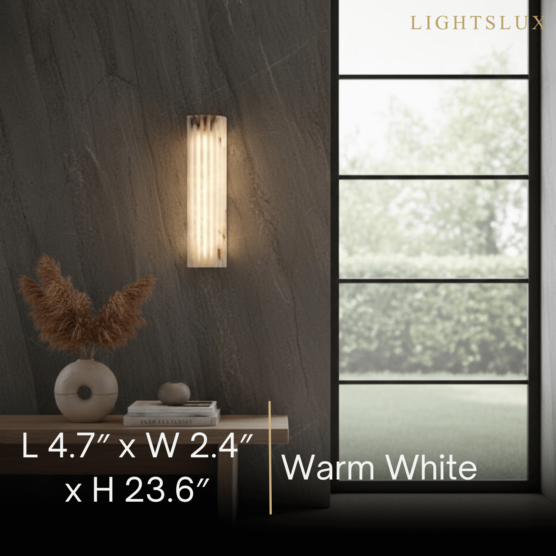 Modern Alabaster Wall Light – White Natural Stone LED Wall Lamp for Living Room - Flindria