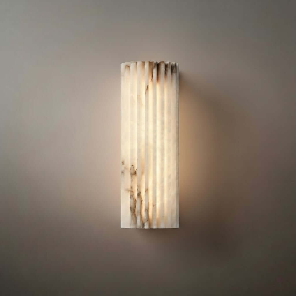 Modern Alabaster Wall Light – White Natural Stone LED Wall Lamp for Living Room - Flindria