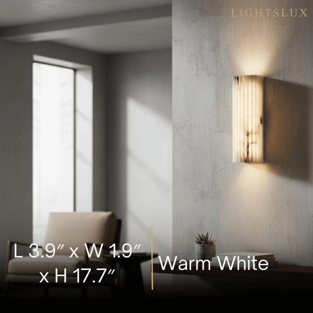Modern Alabaster Wall Light – White Natural Stone LED Wall Lamp for Living Room - Flindria