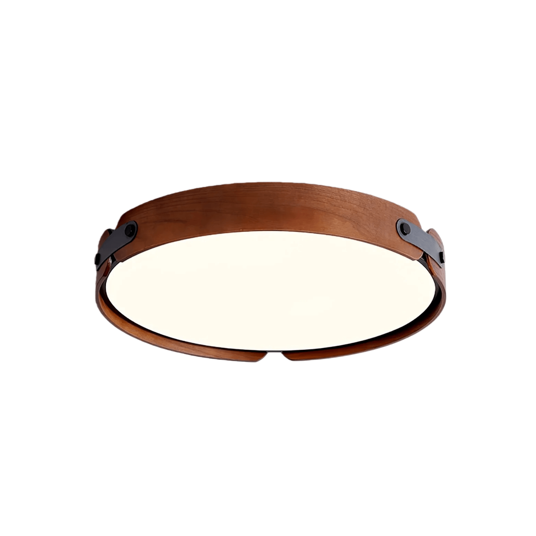 Wabi-Sabi Wood Ceiling Light – Modern LED Flush Mount Lamp in Walnut for Bedroom - Flindria