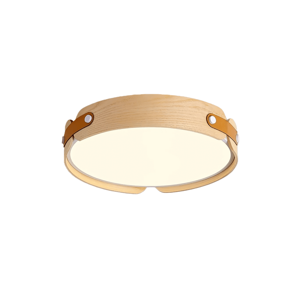 Wabi-Sabi Wood Ceiling Light – Modern LED Flush Mount Lamp in Walnut for Bedroom - Flindria