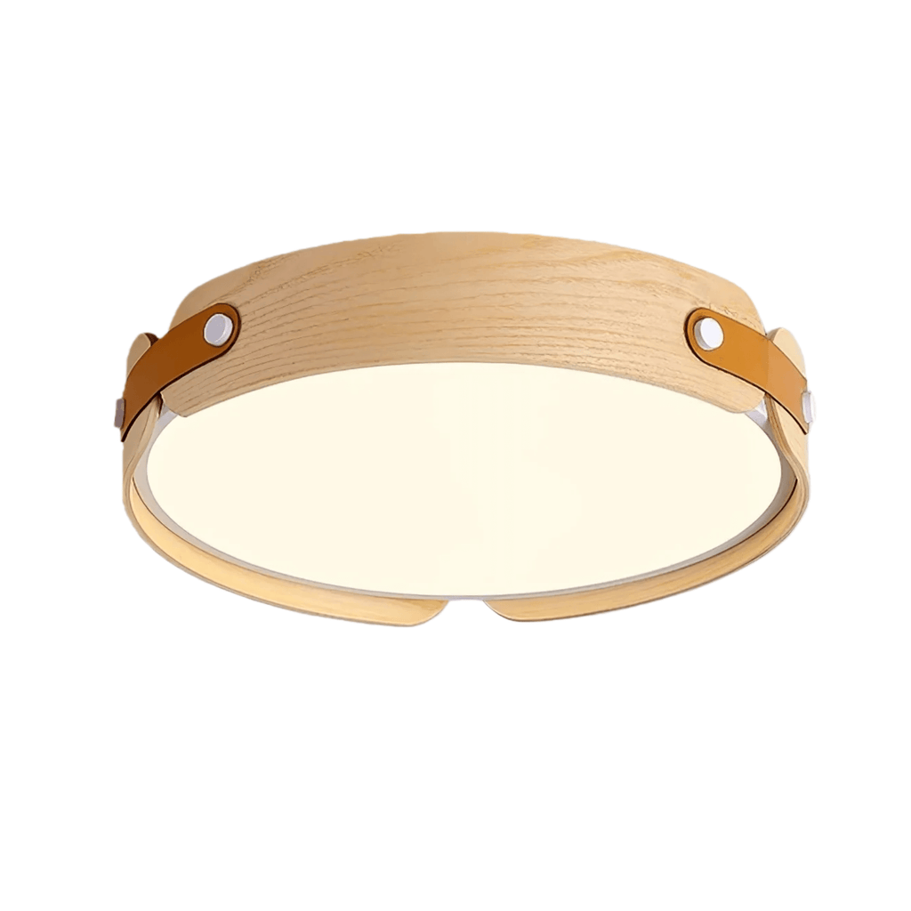 Wabi-Sabi Wood Ceiling Light – Modern LED Flush Mount Lamp in Walnut for Bedroom - Flindria