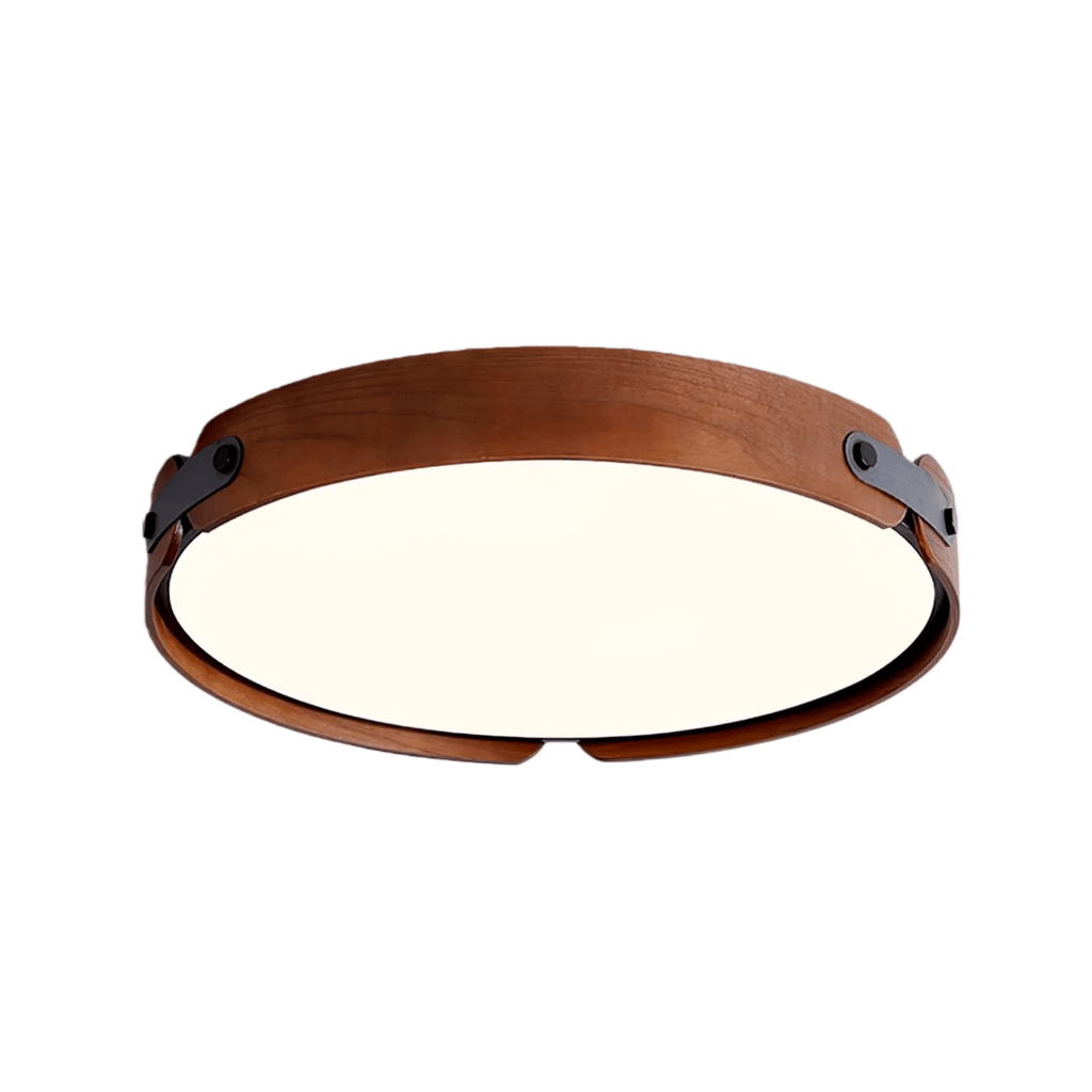 Wabi-Sabi Wood Ceiling Light – Modern LED Flush Mount Lamp in Walnut for Bedroom - Flindria