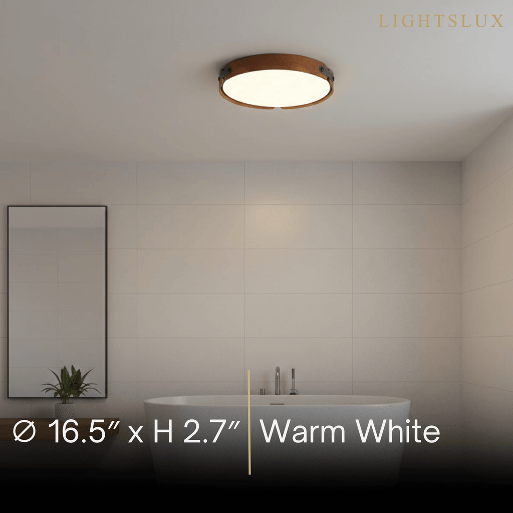 Wabi-Sabi Wood Ceiling Light – Modern LED Flush Mount Lamp in Walnut for Bedroom - Flindria