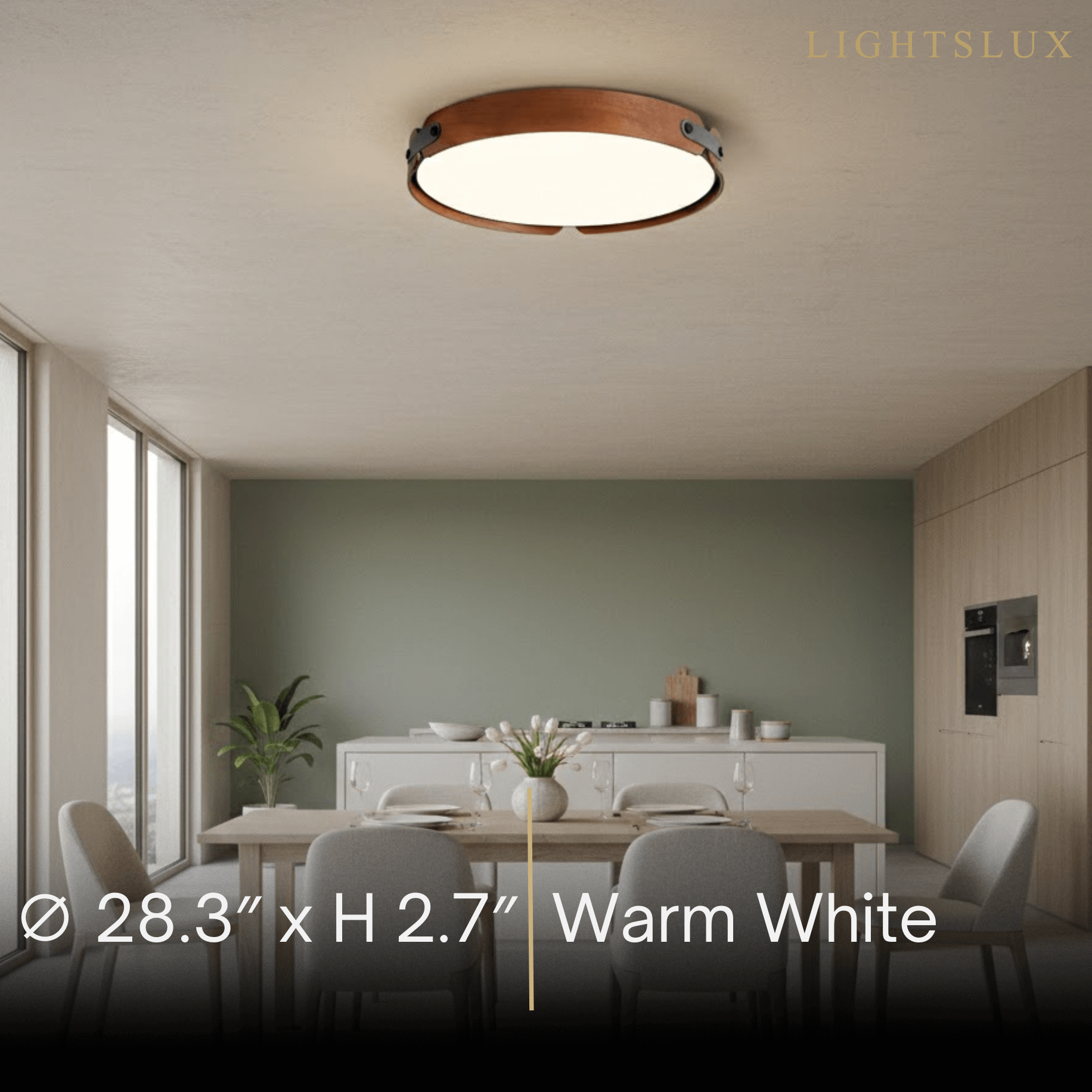 Wabi-Sabi Wood Ceiling Light – Modern LED Flush Mount Lamp in Walnut for Bedroom - Flindria