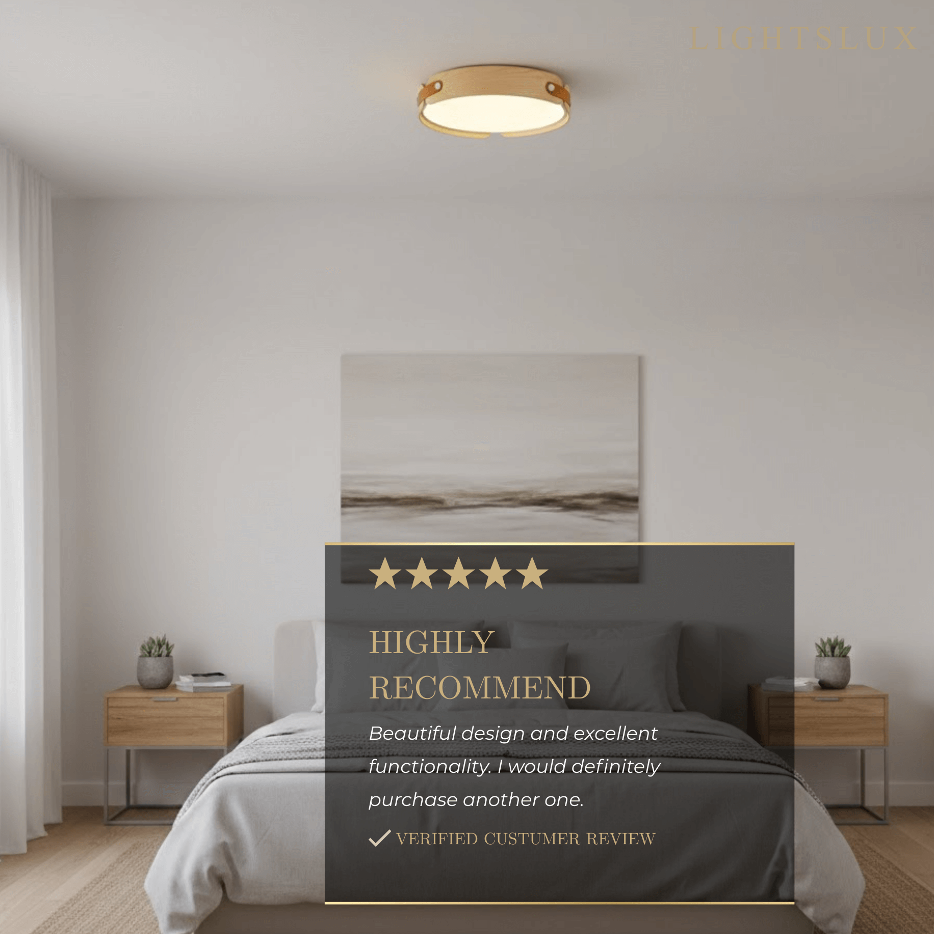 Wabi-Sabi Wood Ceiling Light – Modern LED Flush Mount Lamp in Walnut for Bedroom - Flindria