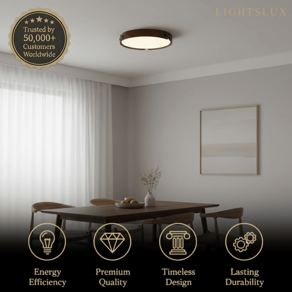 Wabi-Sabi Wood Ceiling Light – Modern LED Flush Mount Lamp in Walnut for Bedroom - Flindria