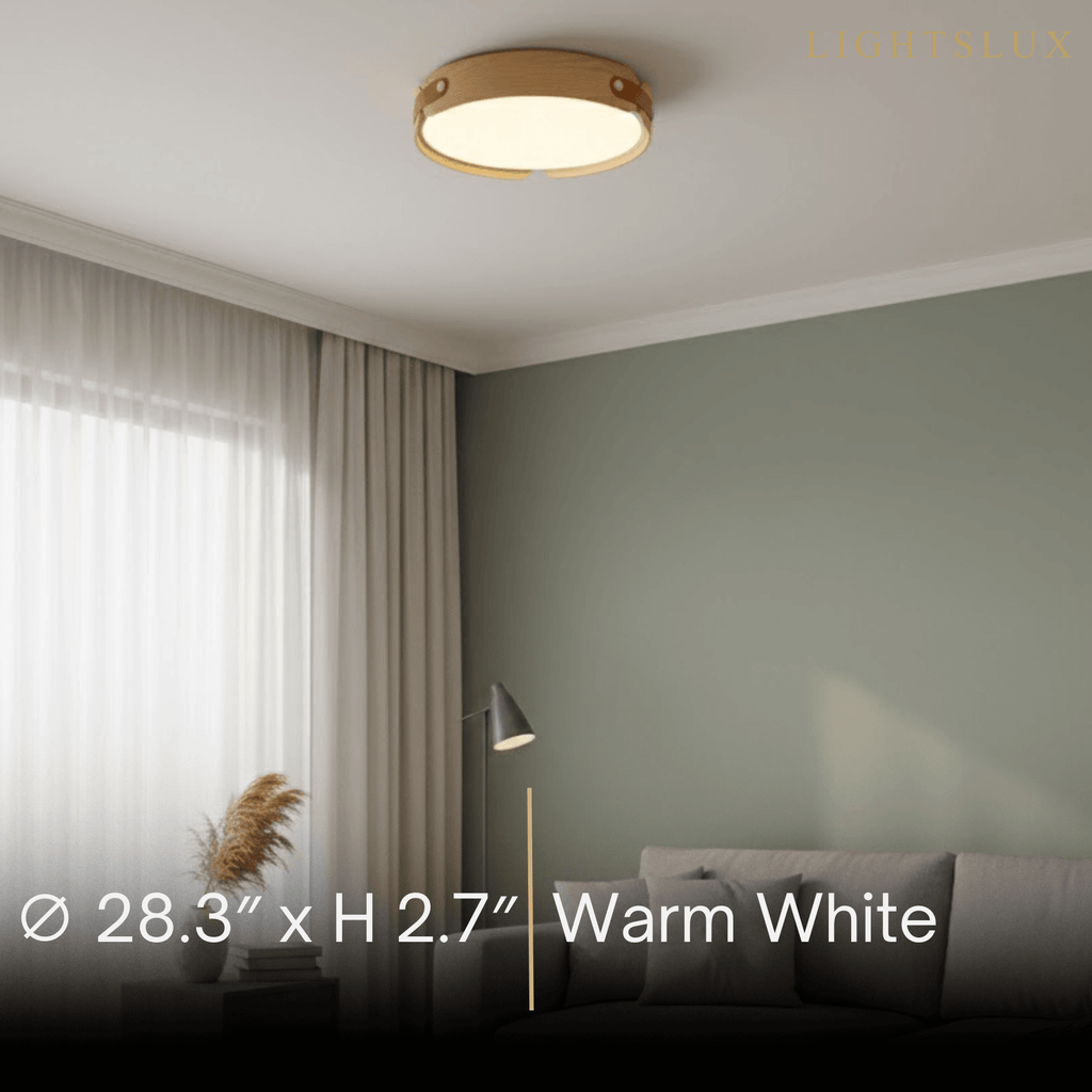 Wabi-Sabi Wood Ceiling Light – Modern LED Flush Mount Lamp in Walnut for Bedroom - Flindria