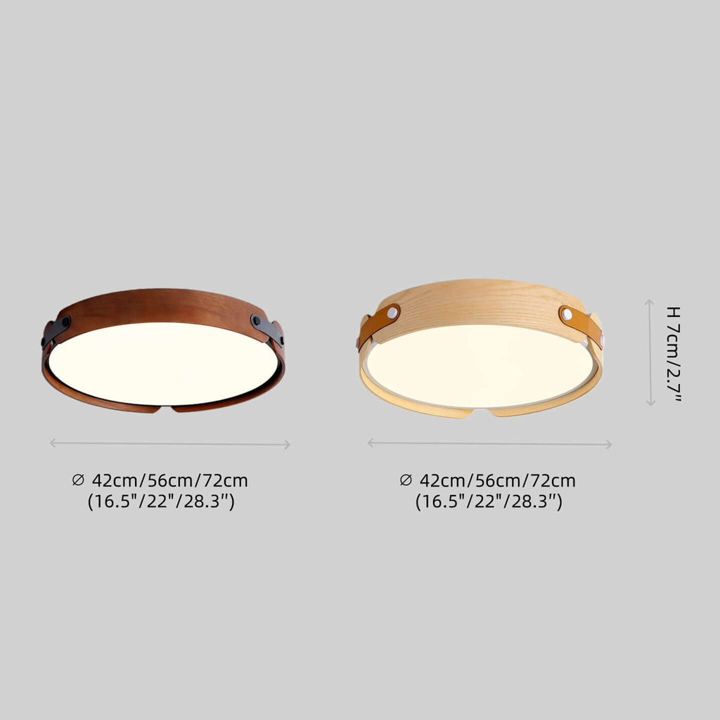 Wabi-Sabi Wood Ceiling Light – Modern LED Flush Mount Lamp in Walnut for Bedroom - Flindria