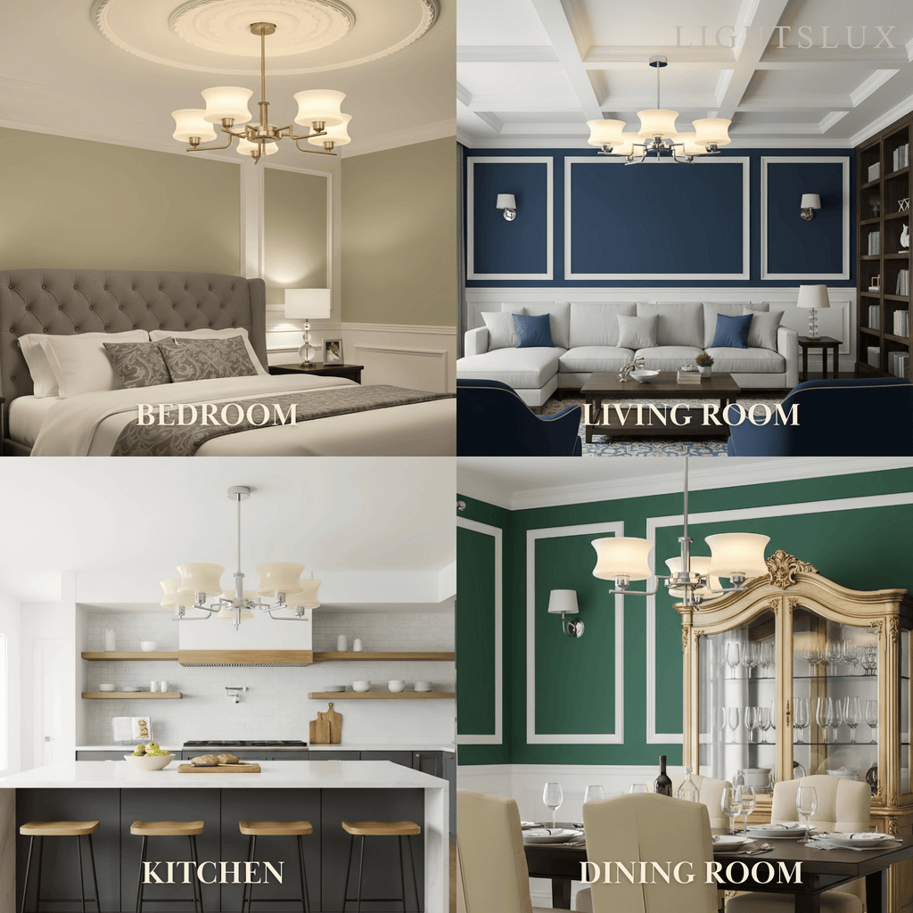 Vintage Chandelier – Gold or Chrome Glass Ceiling Light for Dining Room - Flindria