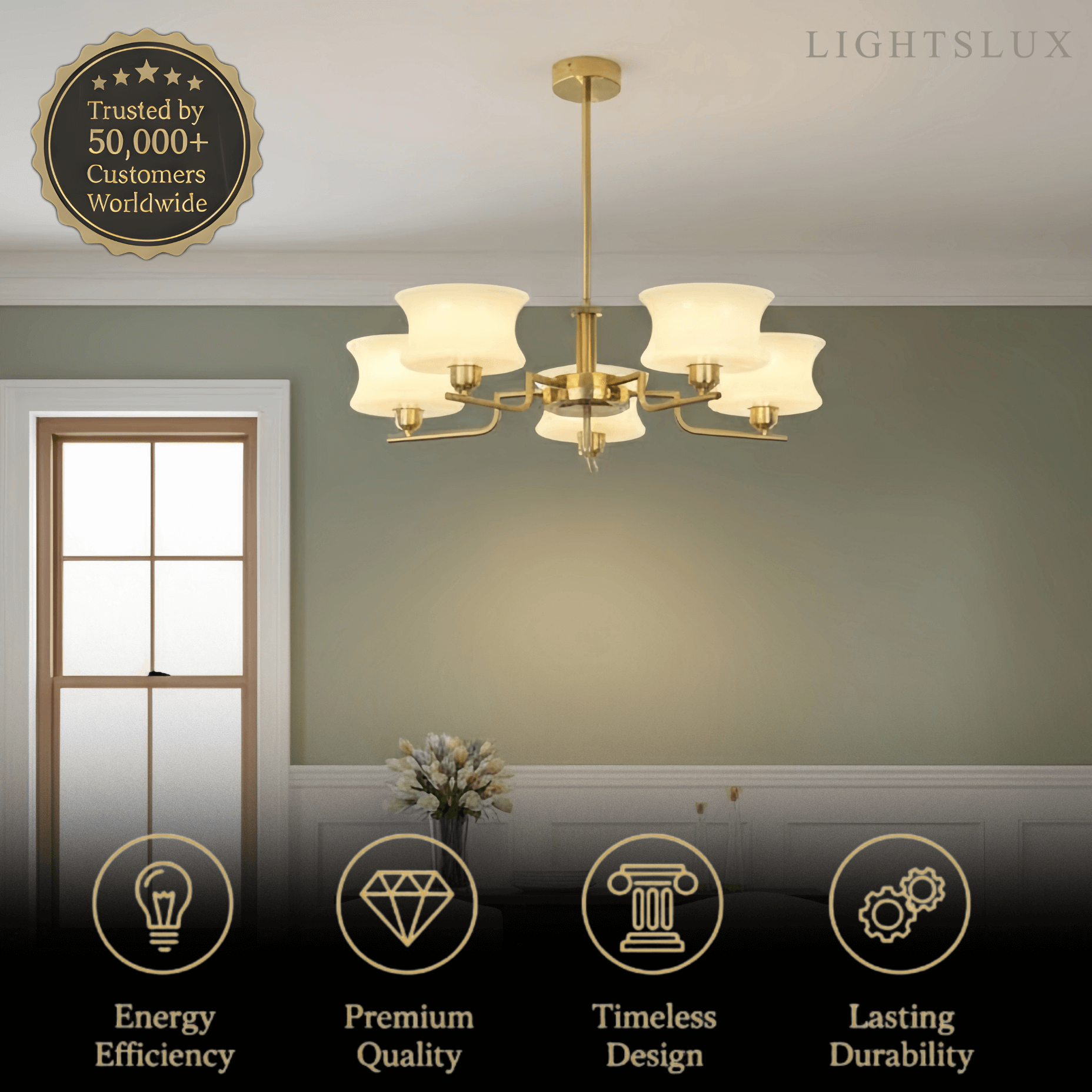 Vintage Chandelier – Gold or Chrome Glass Ceiling Light for Dining Room - Flindria