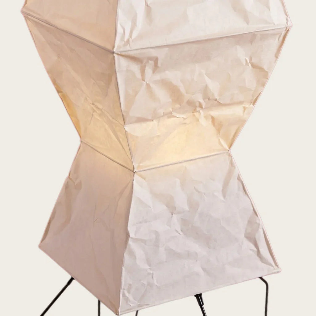 Lámpara de pie japonesa -- Papel de morera y metal negro para sala de estar/dormitorio - Flindria