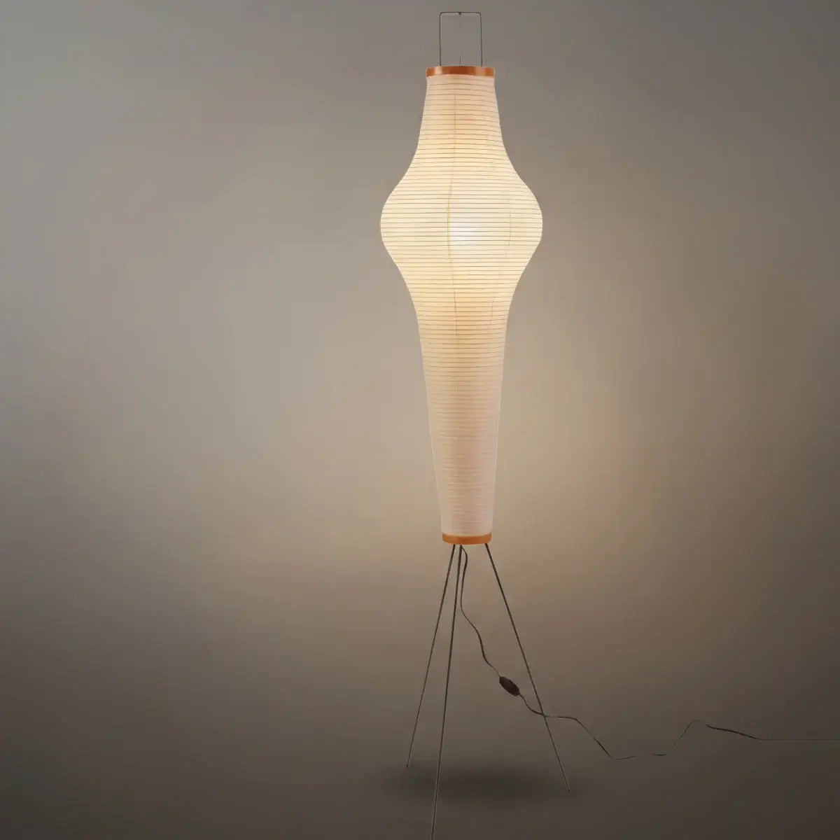 Lampadaire japonais – Lanterne en papier mûrier avec base métal noir pour salon - Flindria