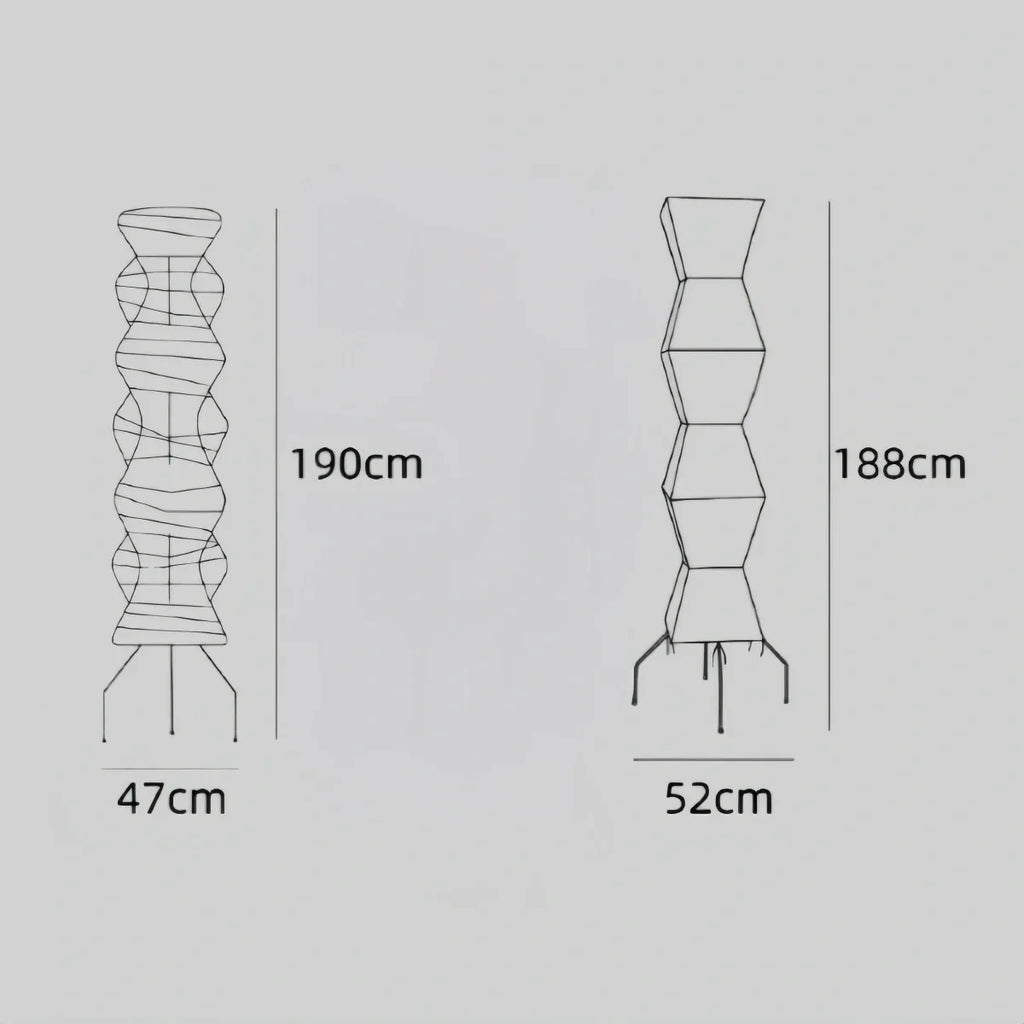 Lámpara de pie japonesa -- Papel de morera y metal negro para sala de estar/dormitorio - Flindria