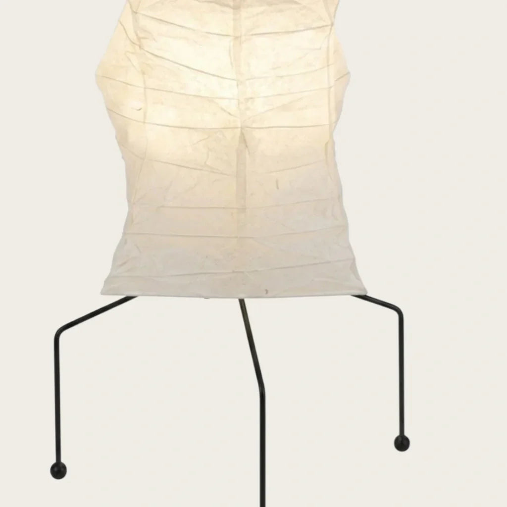 Lampadaire japonais -- Papier mûrier & métal noir pour salon/chambre - Flindria